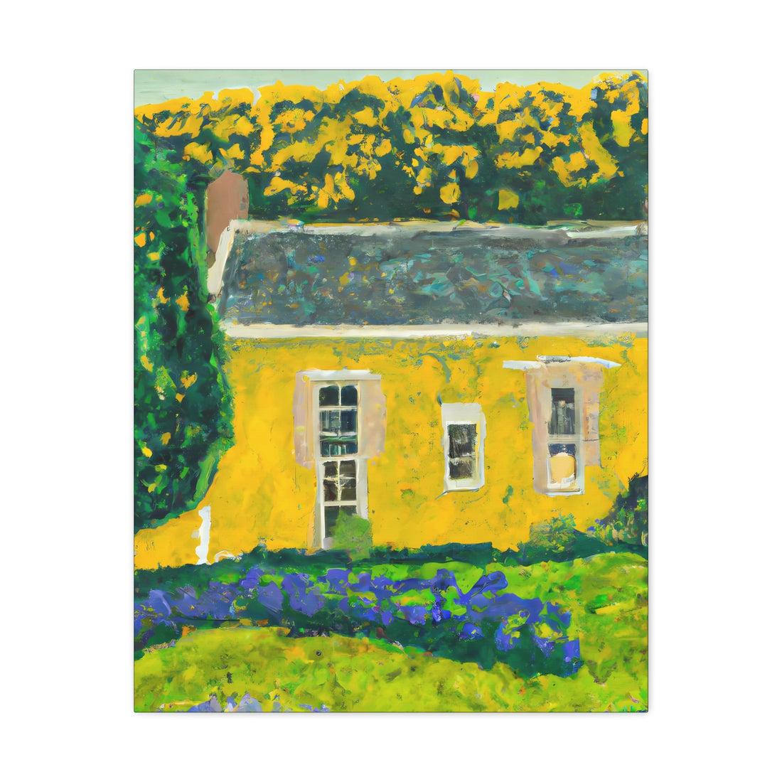 Yellow Bungalow, Cottage Series Canvas wall art