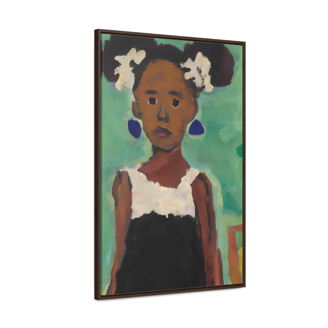 Girl with Afro Puffs, Daughter Series | Framed Canvas Art