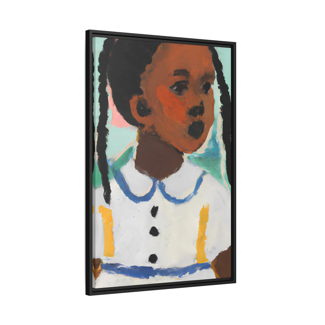 Girl with Pig Tails, Daughter Series | Framed Canvas Art