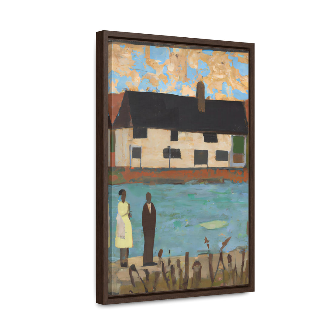 Lake House, Folk Series | Framed Canvas Art