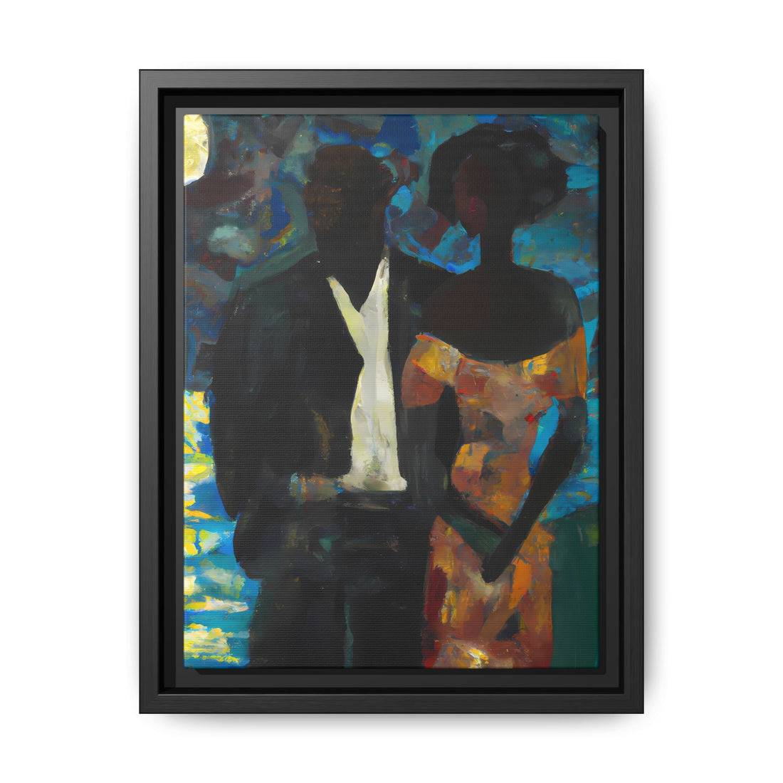 Moonlight, Black Love Series | Framed Canvas Wall Art