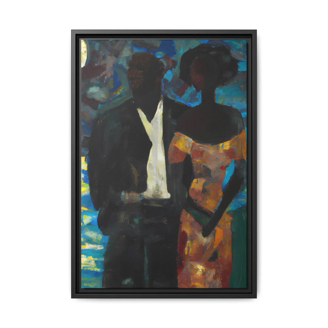 Moonlight, Black Love Series | Framed Canvas Wall Art