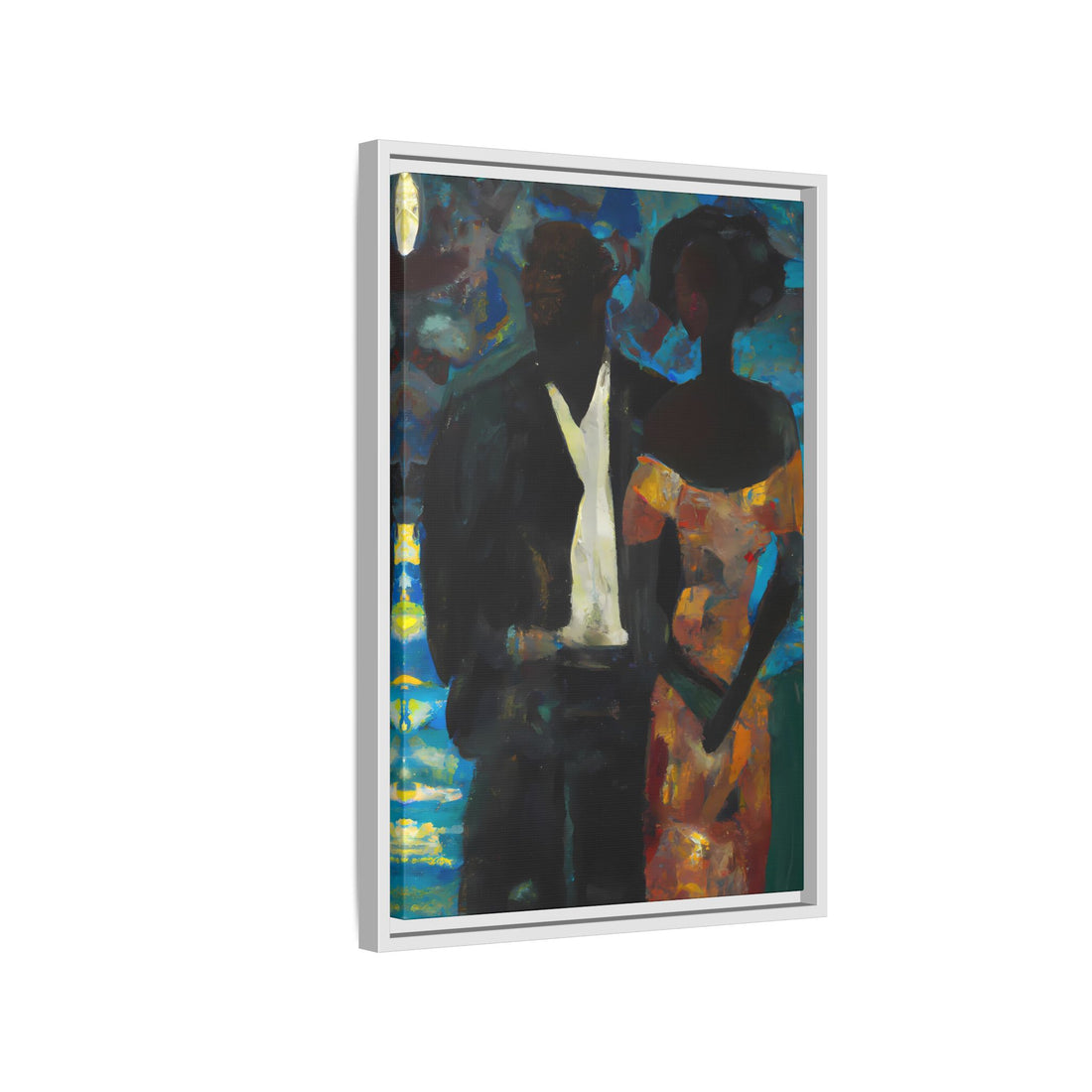 Moonlight, Black Love Series | Framed Canvas Wall Art