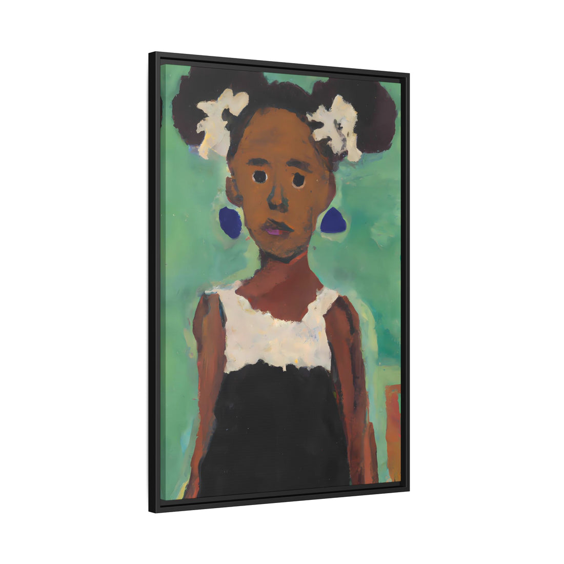 Girl with Afro Puffs, Daughter Series | FRAMED Canvas Wall Art