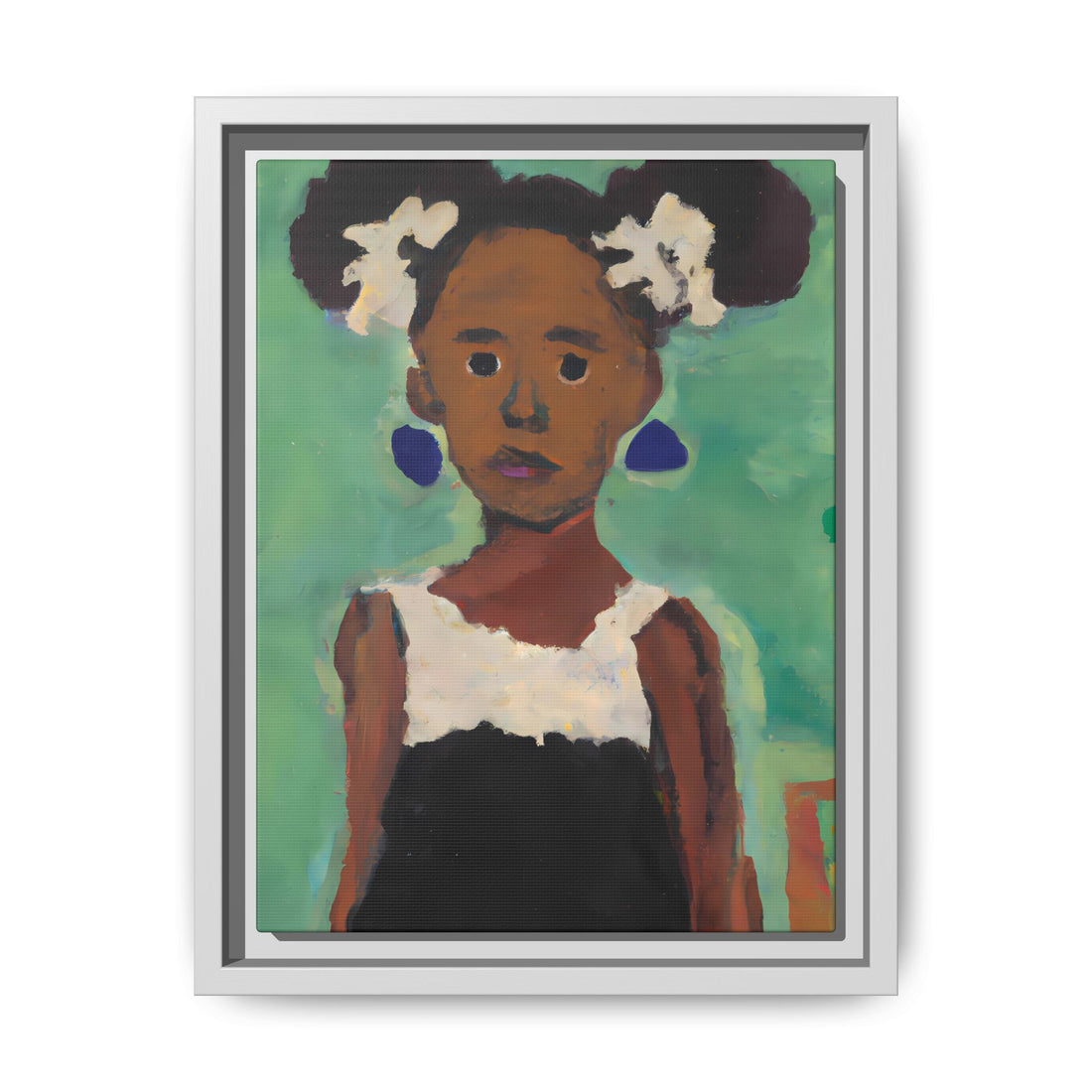 Girl with Afro Puffs, Daughter Series | FRAMED Canvas Wall Art
