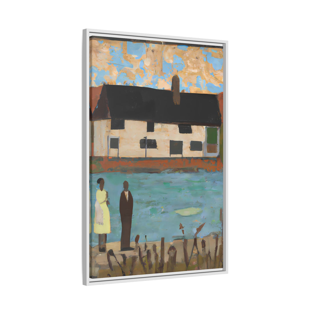 Lake House, Folk Series | Framed Canvas Art