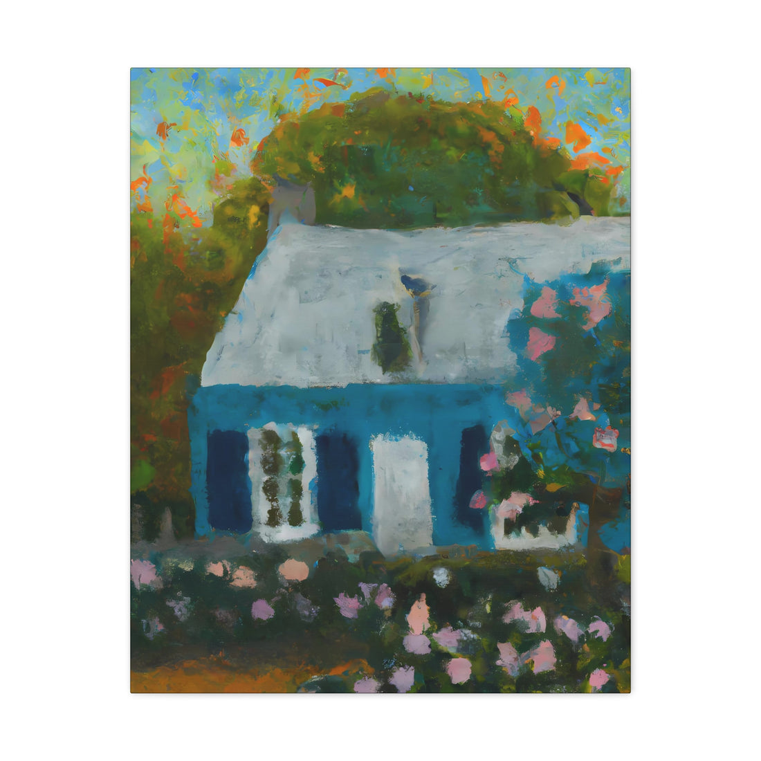 Blue Bungalow Cottage Series, CANVAS wall art