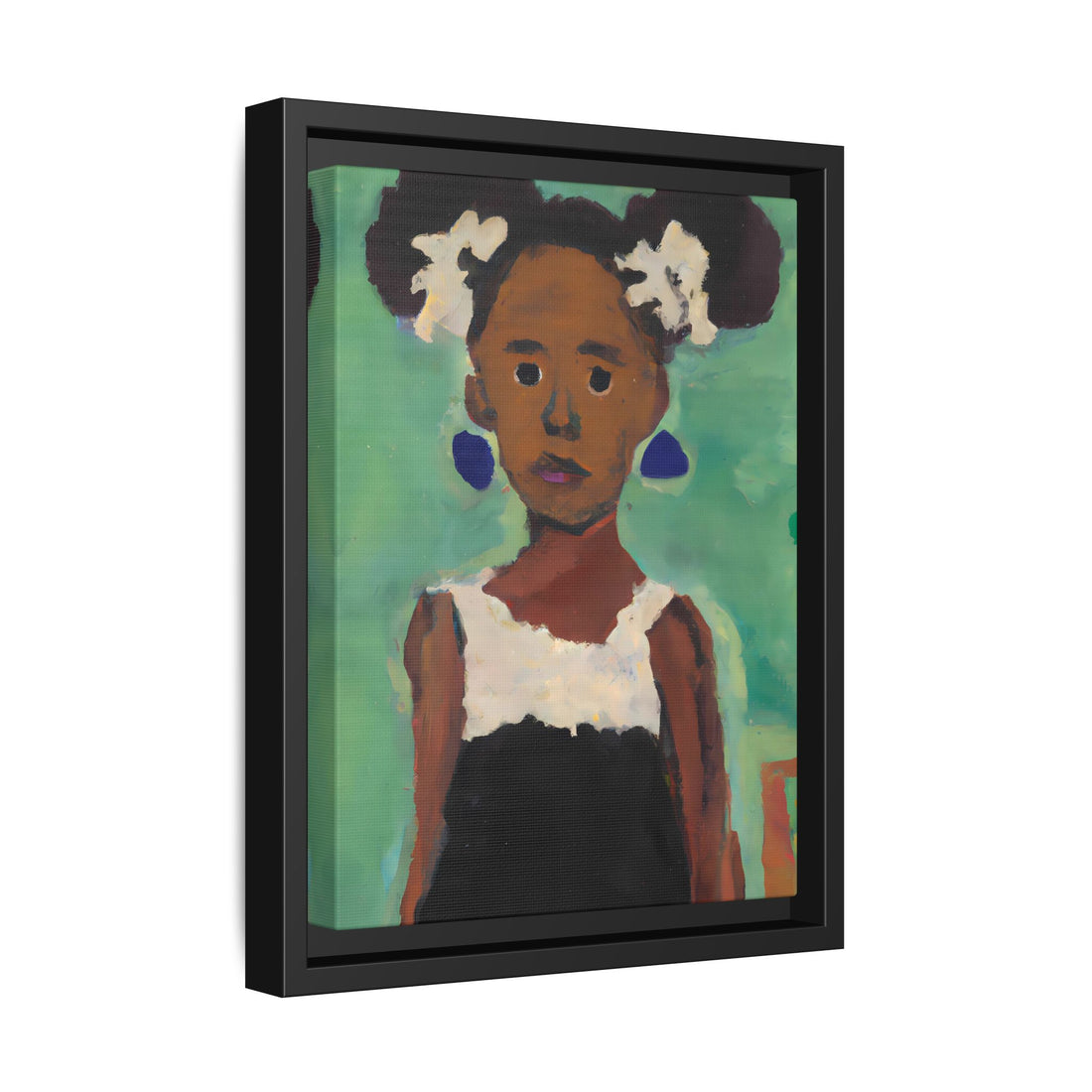 Girl with Afro Puffs, Daughter Series | FRAMED Canvas Wall Art