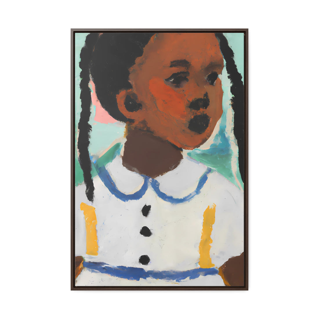 Girl with Pig Tails, Daughter Series | Framed Canvas Art