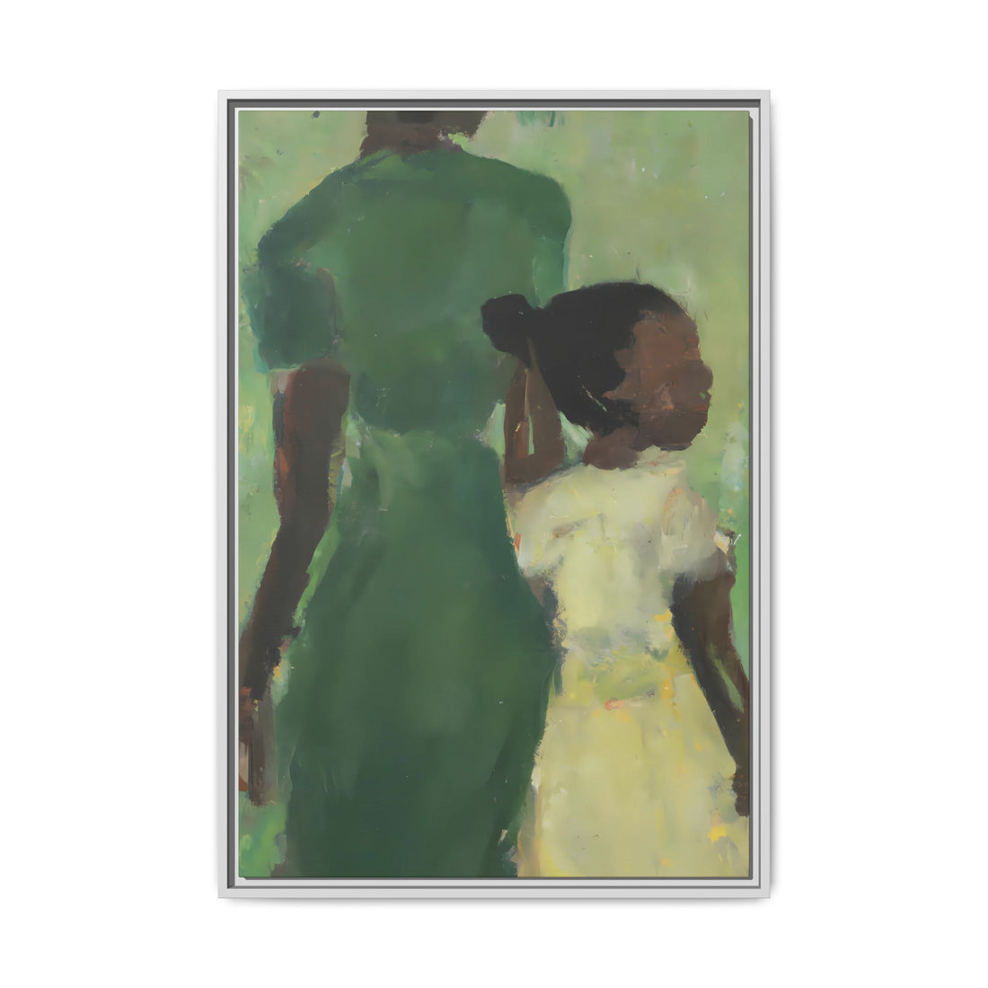 Green Mother, Daughter Series, FRAMED Canvas Wall Art