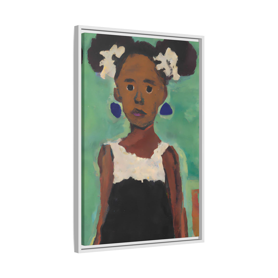 Girl with Afro Puffs, Daughter Series | FRAMED Canvas Wall Art