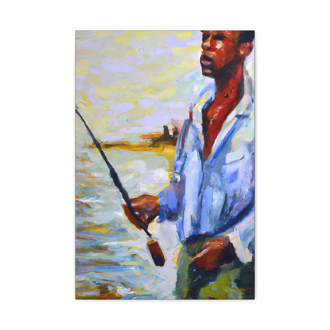 Black Man Fishing, Men Series CANVAS Wall Art