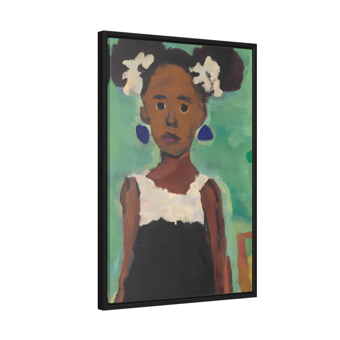 Girl with Afro Puffs, Daughter Series | Framed Canvas Art