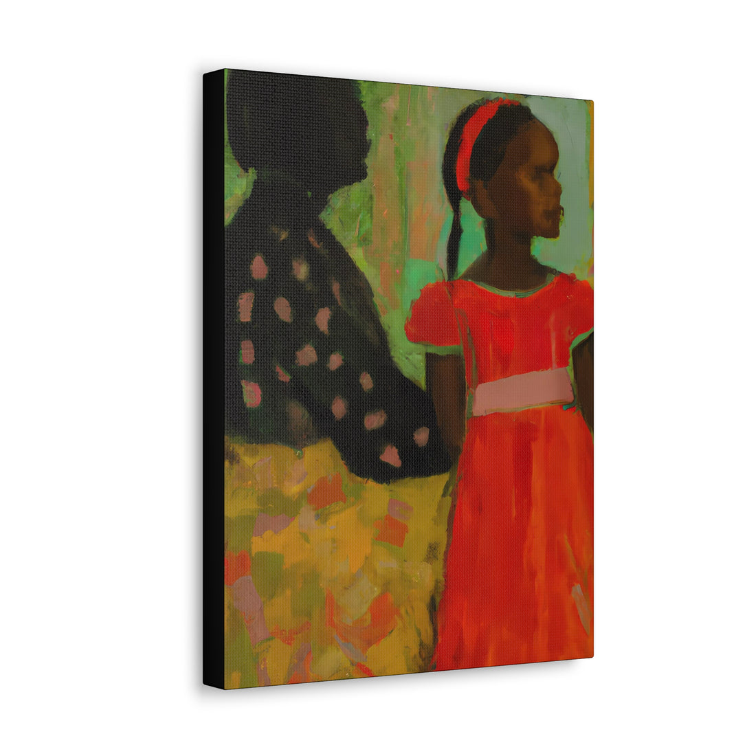 Polka Dot Print Mother, Daughter Series Canvas Wall Art