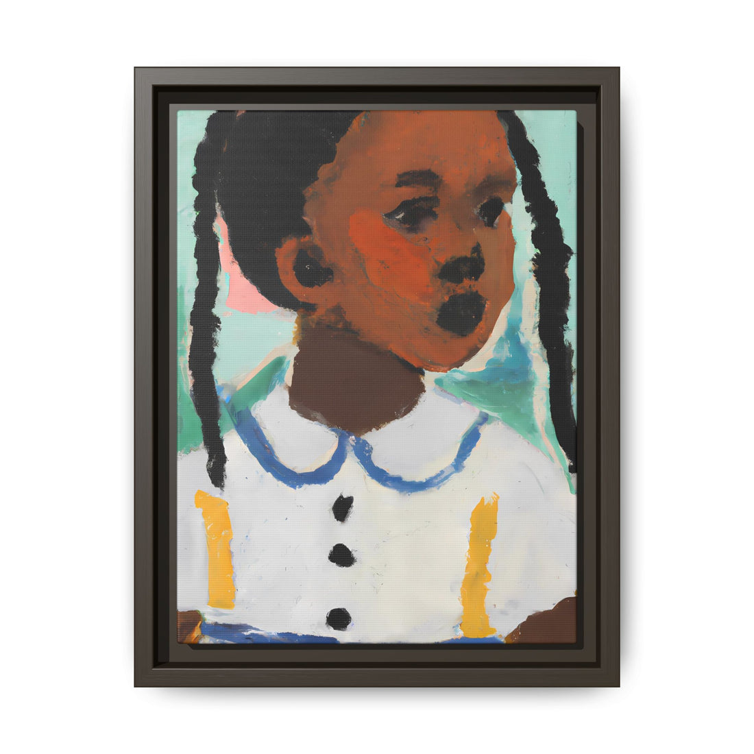 Girl with Pig Tails, Daughter Series | Framed Canvas Art