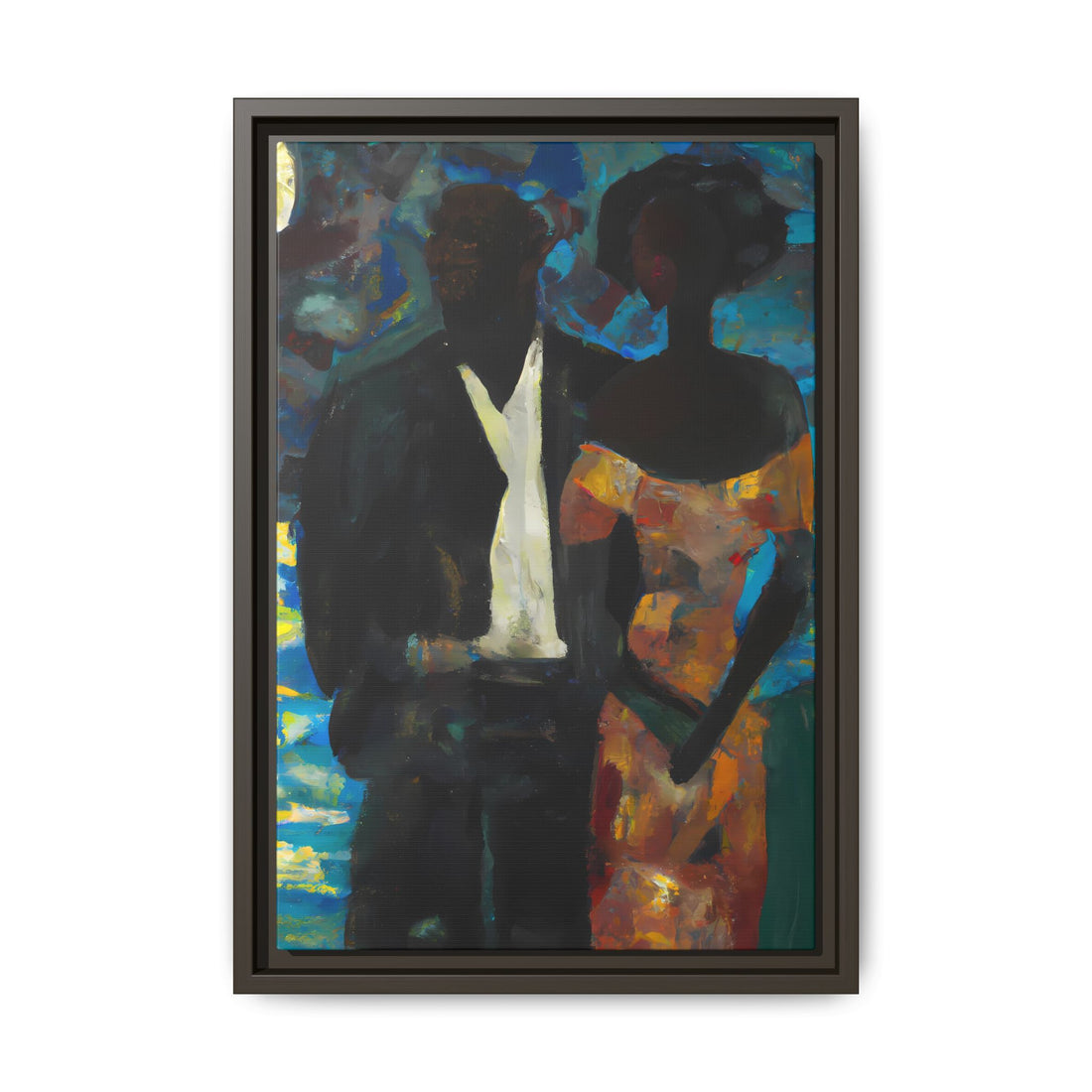 Moonlight, Black Love Series | Framed Canvas Wall Art