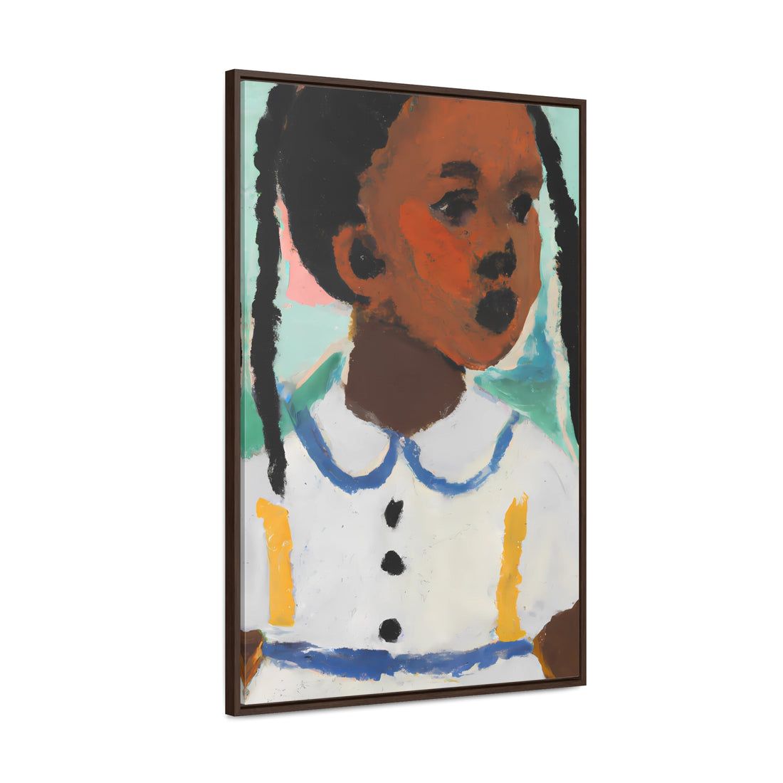 Girl with Pig Tails, Daughter Series | Framed Canvas Art