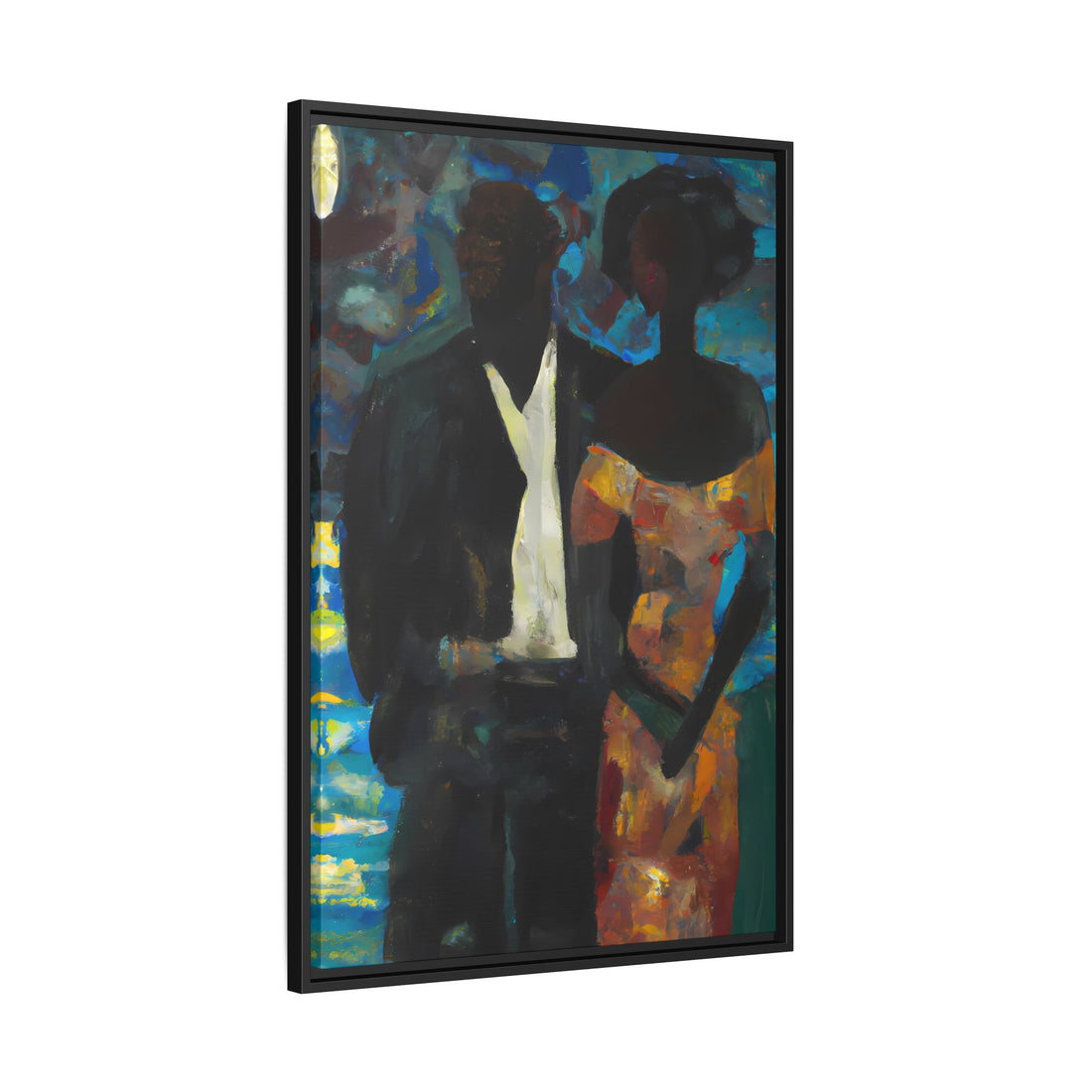 Moonlight, Black Love Series | Framed Canvas Wall Art