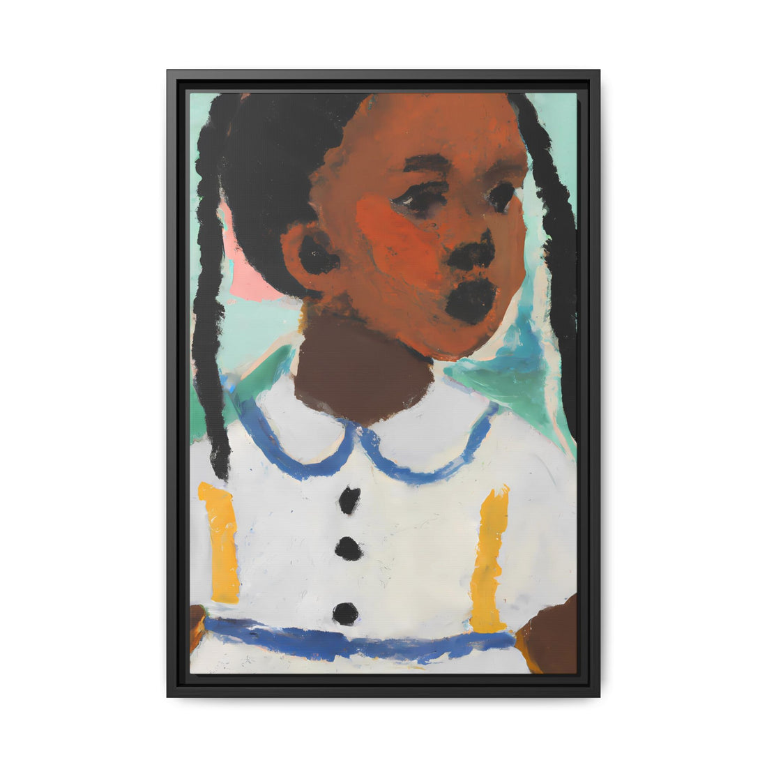 Girl with Pig Tails, Daughter Series | Framed Canvas Art