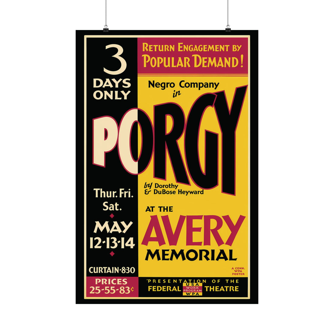 Porgy Vintage Print, Restored Giclee Art Poster