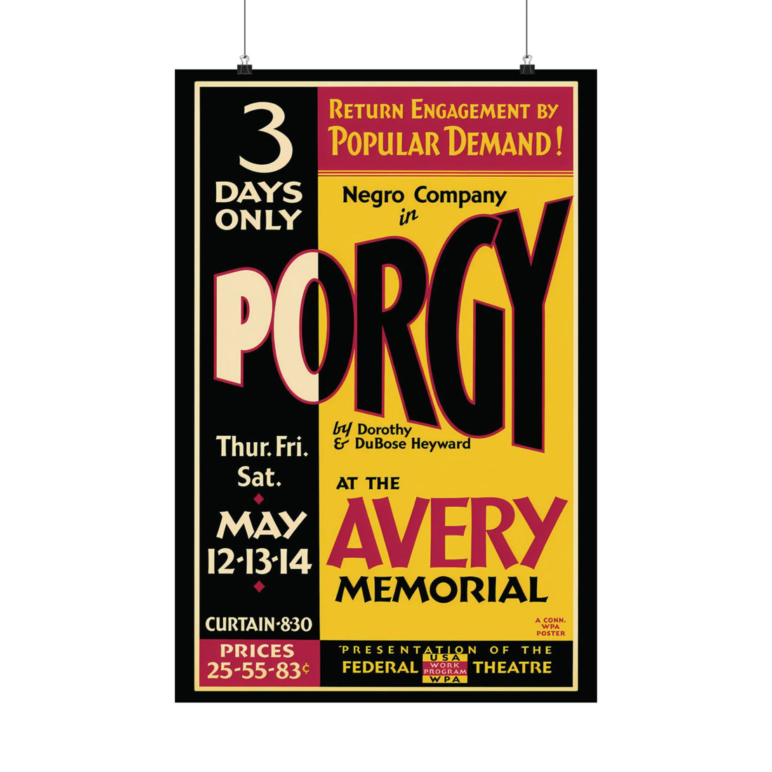 Porgy Vintage Print, Restored Giclee Art Poster