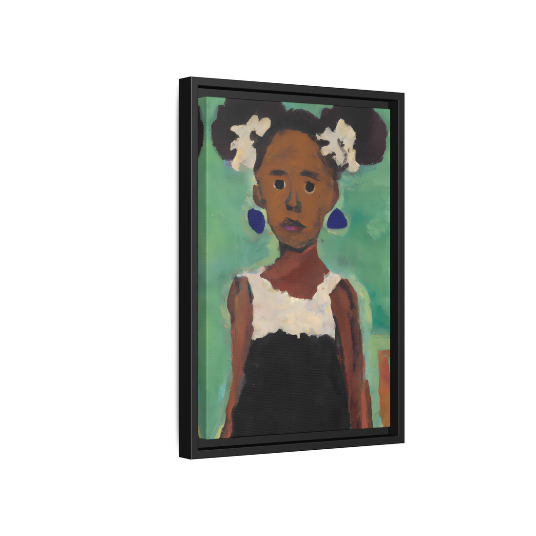Girl with Afro Puffs, Daughter Series | FRAMED Canvas Wall Art