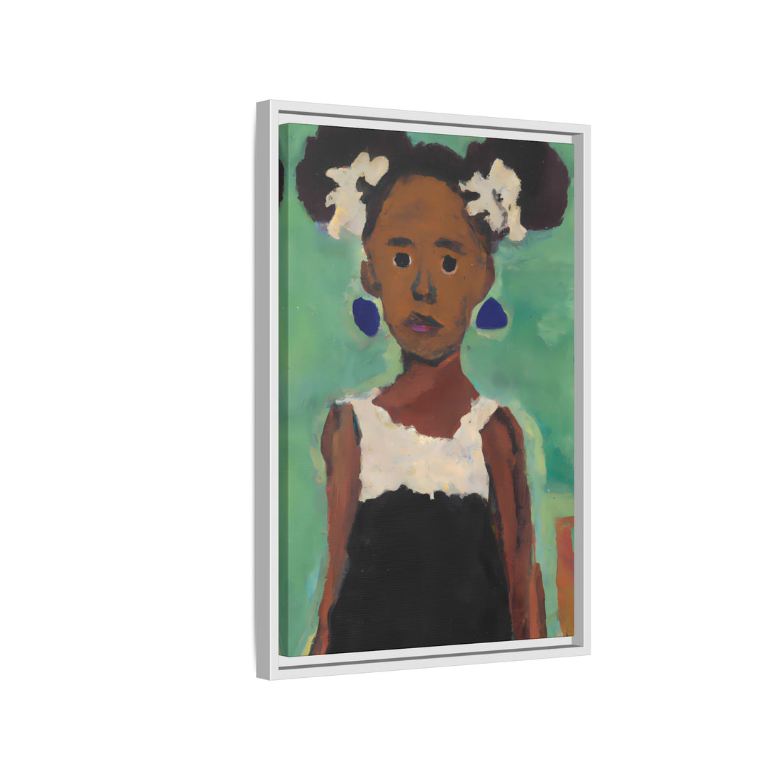 Girl with Afro Puffs, Daughter Series | FRAMED Canvas Wall Art