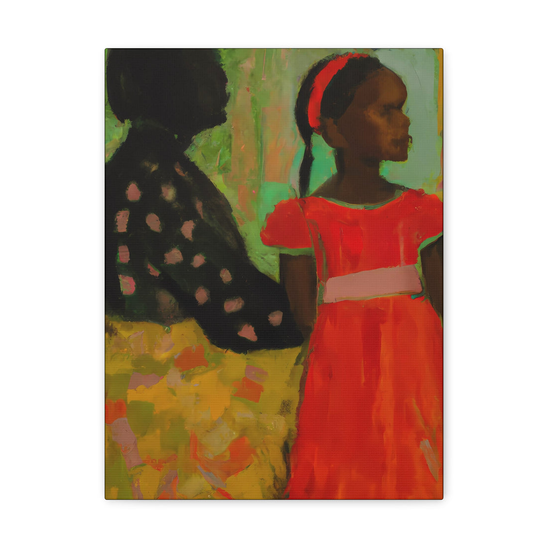 Polka Dot Print Mother, Daughter Series Canvas Wall Art