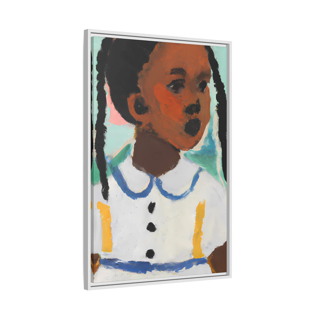 Girl with Pig Tails, Daughter Series | Framed Canvas Art