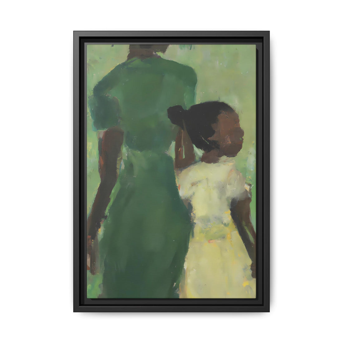 Green Mother, Daughter Series, FRAMED Canvas Wall Art