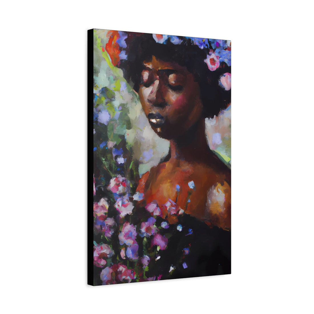 Afro Lady Purple, Flower Series | Canvas Wall Art