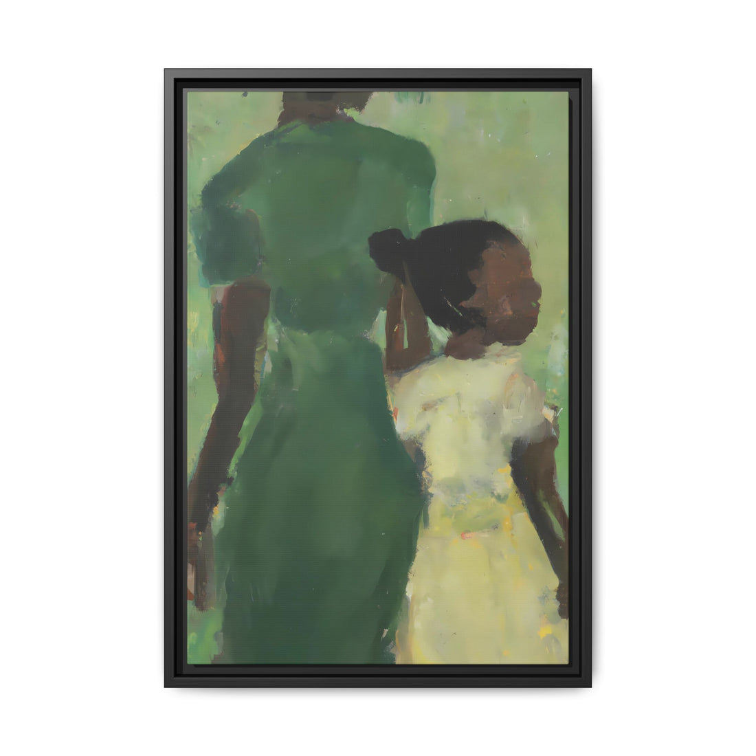 Green Mother, Daughter Series, FRAMED Canvas Wall Art