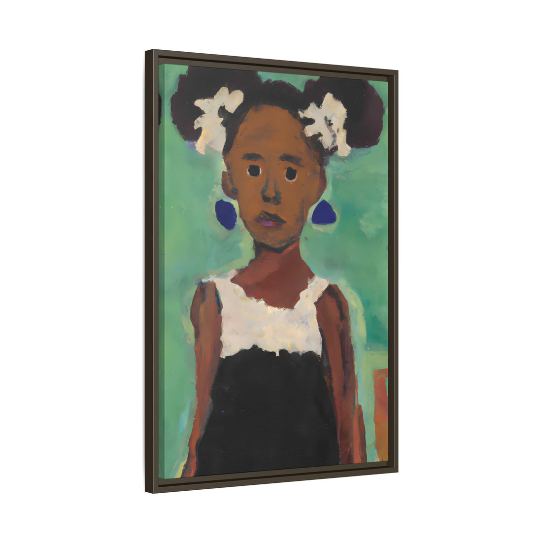 Girl with Afro Puffs, Daughter Series | FRAMED Canvas Wall Art