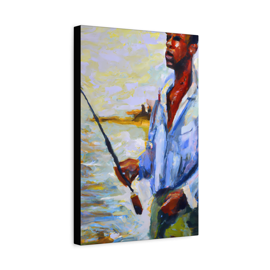 Black Man Fishing, Men Series CANVAS Wall Art