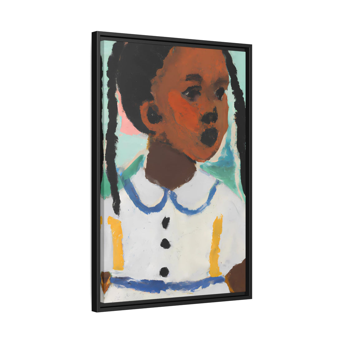 Girl with Pig Tails, Daughter Series | Framed Canvas Art