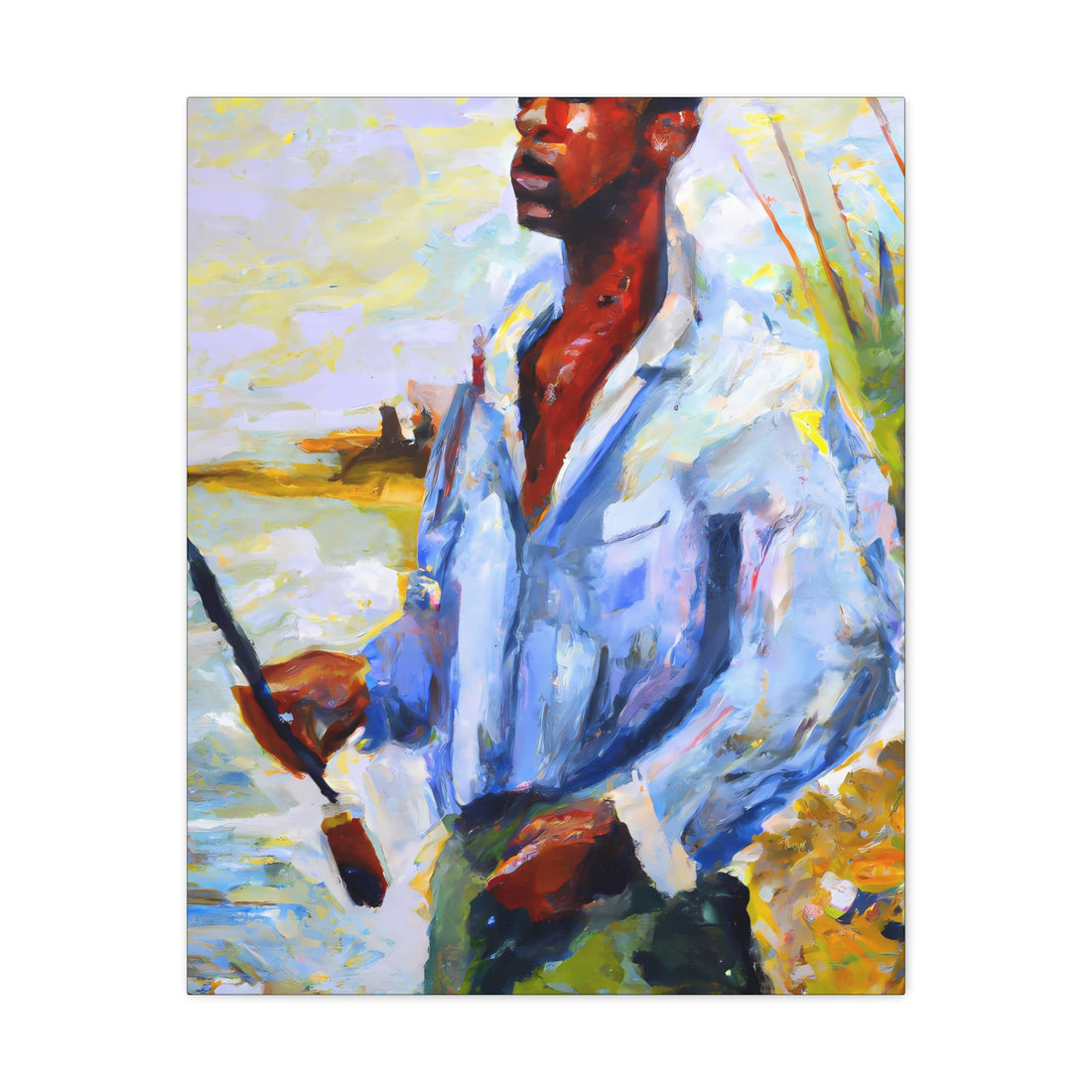 Black Man Fishing, Men Series CANVAS Wall Art