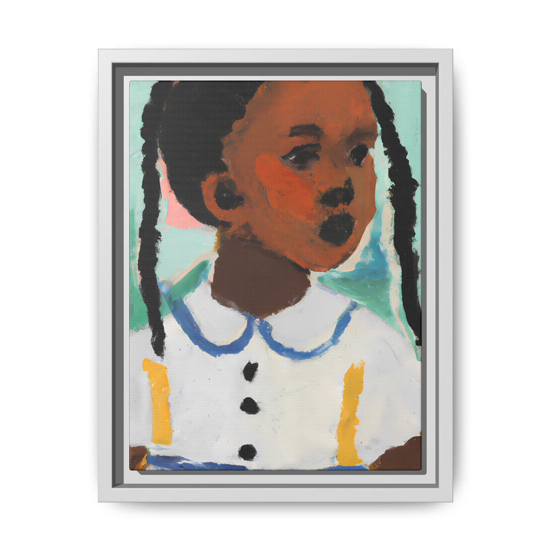 Girl with Pig Tails, Daughter Series | Framed Canvas Art