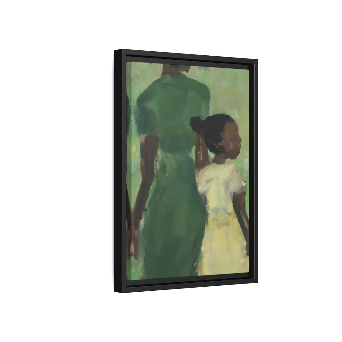 Green Mother, Daughter Series, FRAMED Canvas Wall Art