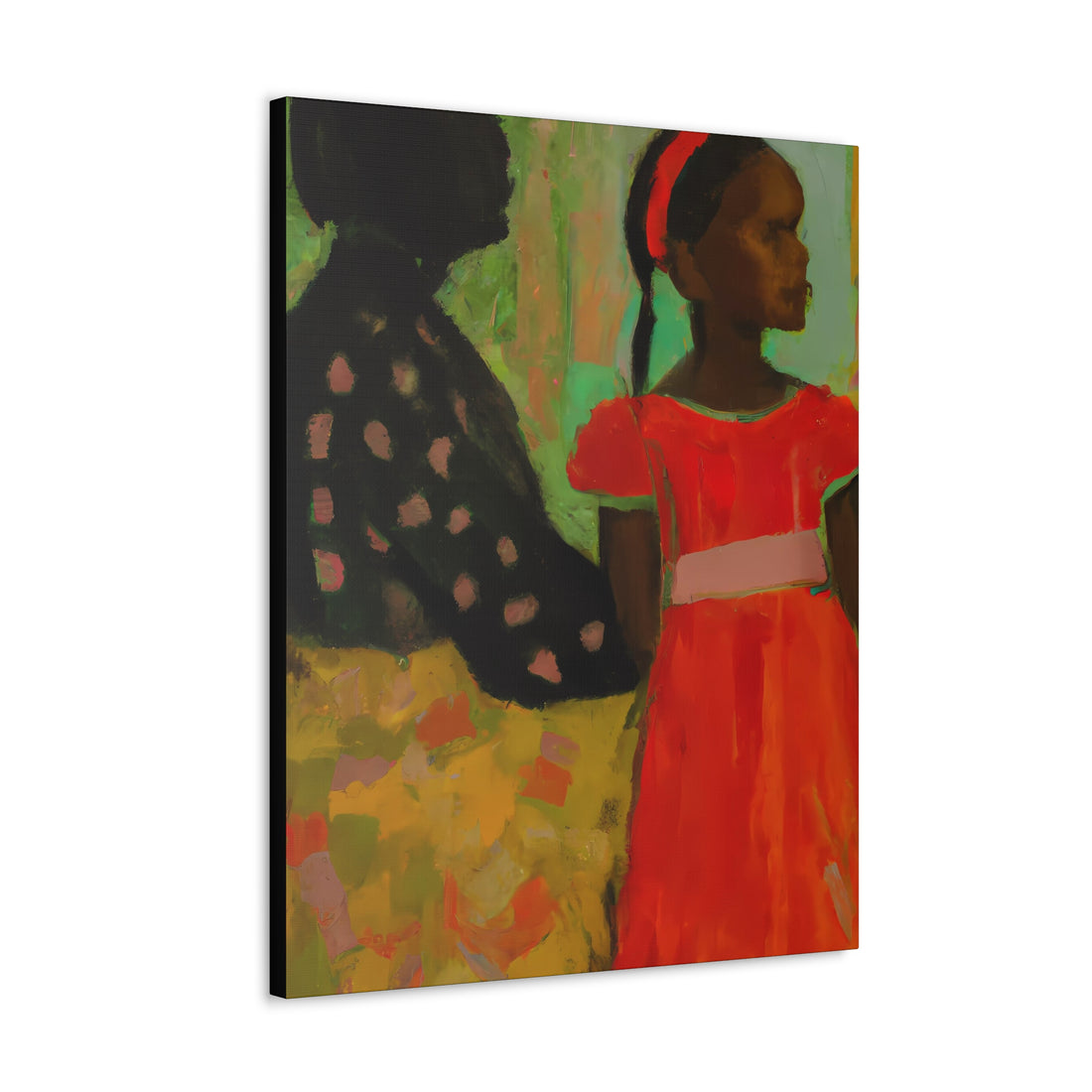 Polka Dot Print Mother, Daughter Series Canvas Wall Art