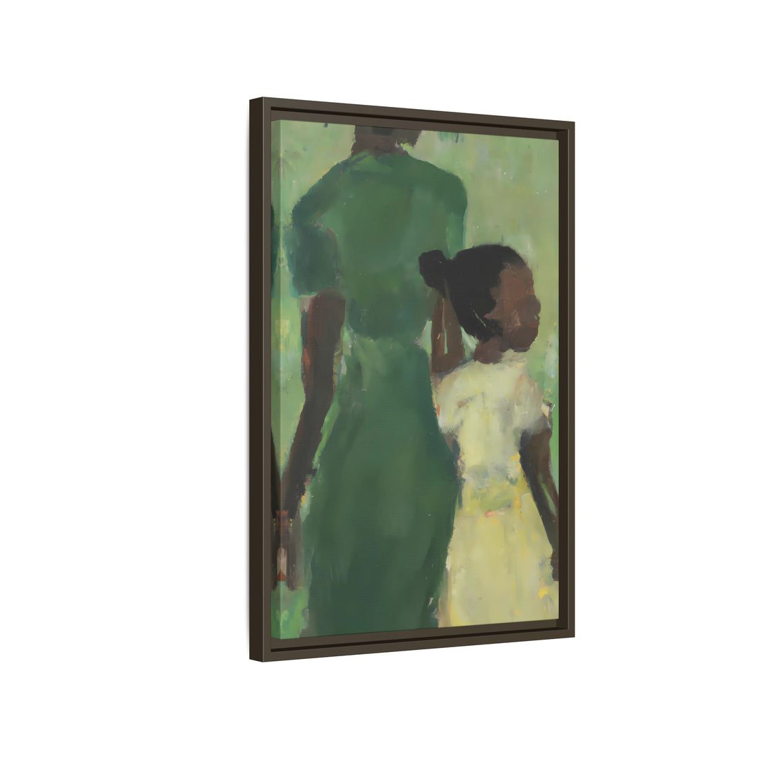 Green Mother, Daughter Series, FRAMED Canvas Wall Art