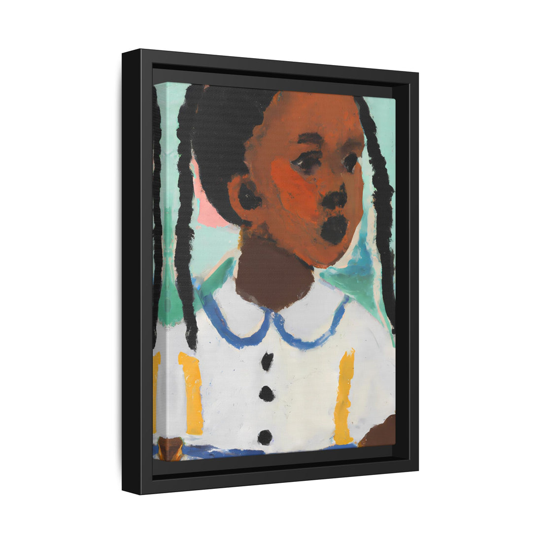 Girl with Pig Tails, Daughter Series | Framed Canvas Art