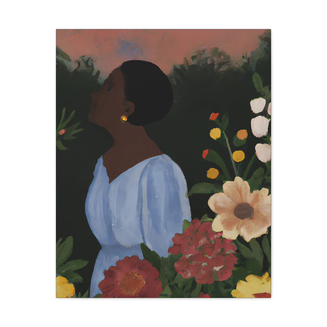 Lady in Cornflower Blue, Garden Series | Canvas Wall Art
