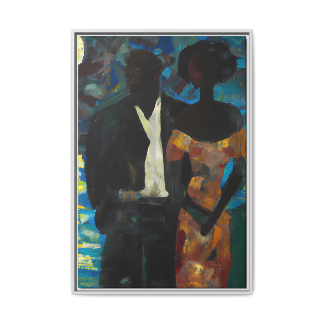 Moonlight, Black Love Series | Framed Canvas Wall Art